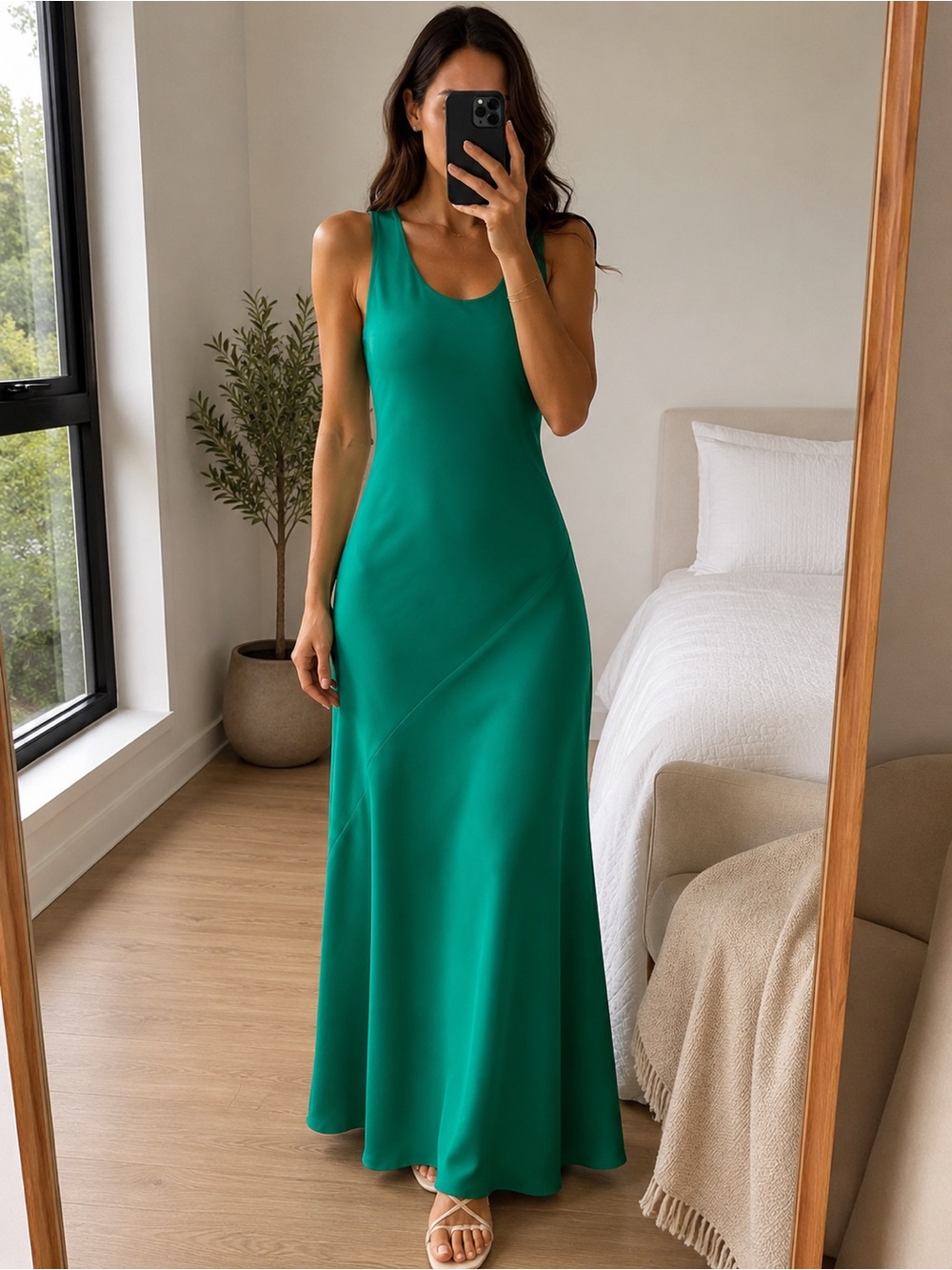 Rag & Bone Minimalist Sleeveless Maxi Dress Emerald Green Size 4 - Picture 1 of 12